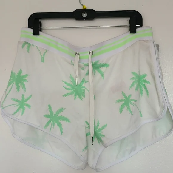 NWT Couture Terry Cloth Surf Green Palm Tree Piping Shorts sz-Xl - Picture 4 of 6